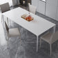 Simple Rectangle Shape Standard Dining Table White Sintered Stone Dining Table with 4 Legs Base Clearhalo ' dining_table' 'Dining Tables & Seating' 'Dining Tables' 'Furniture' 'furniture_dining_table' 'Kitchen & Dining Furniture' 'kitchen&dining_furn' 'kitchen' 'kitchen_dining_table' 1200x1200_4ef6cb50-7f86-4f93-9a28-c4c83dd97933