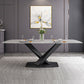 Modern Dining Table Stone Dining Room Dining Table with Metal Base Clearhalo 'Dining Tables & Seating' 'Dining Tables' 'dining_table' 'furn' 'furn_dining_table' 'Furniture' 'Kitchen & Dining Furniture' 1200x1200_4ef72822-d881-452a-8ae3-ca28a6a0d63b