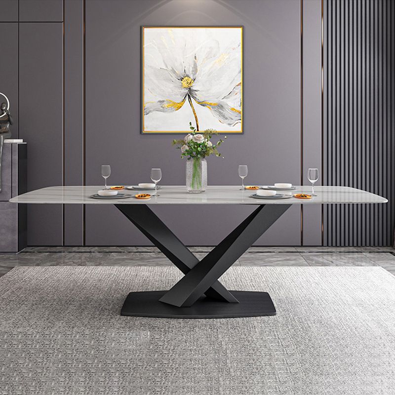 Modern Dining Table Stone Dining Room Dining Table with Metal Base Clearhalo 'Dining Tables & Seating' 'Dining Tables' 'dining_table' 'furn' 'furn_dining_table' 'Furniture' 'Kitchen & Dining Furniture' 1200x1200_4ef72822-d881-452a-8ae3-ca28a6a0d63b
