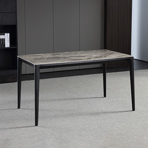 Rectangle 4 Legs Industrial Table Grey Tone Fixed Table of Sintered Stone Clearhalo ' dining_table' 'Dining Tables & Seating' 'Dining Tables' 'furn' 'furn_dining_table' 'Furniture' 'furniture_dining_table' 'Kitchen & Dining Furniture' 'kitchen&dining_furn' 'kitchen' 'kitchen_dining_table' 1200x1200_4ef76c18-6896-4f6e-b694-b0527b613134
