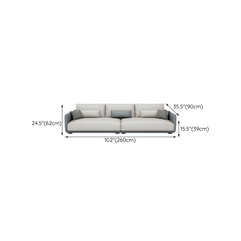 Modern White Pillows Square Arm Living Room Faux Leather Seating