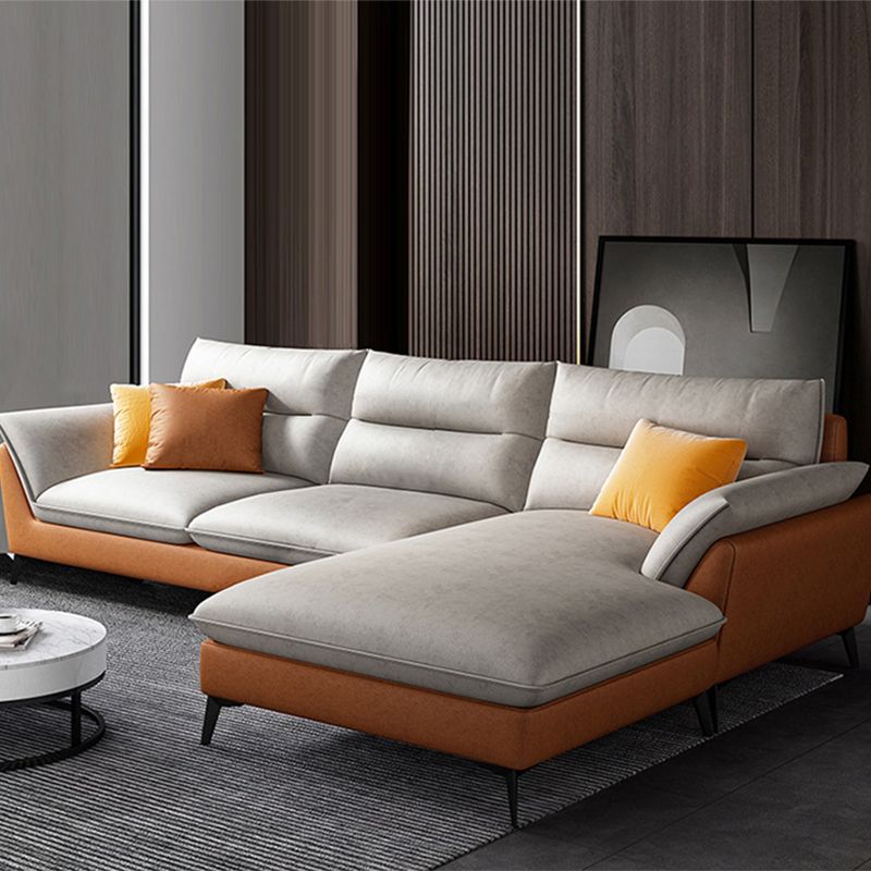 Faux Leather 34.64 " H Flared Arm Sofa & Chaise for Living Room Clearhalo 'furn' 'furn_sectionals' 'Furniture' 'Living Room Furniture' 'Sectionals' 1200x1200_4ef84556-cc5f-4d03-8ce6-250a3fa30b28