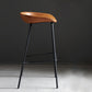 Contemporary Metal Barstool Leather Fabric Counter Stool with 4 Legs