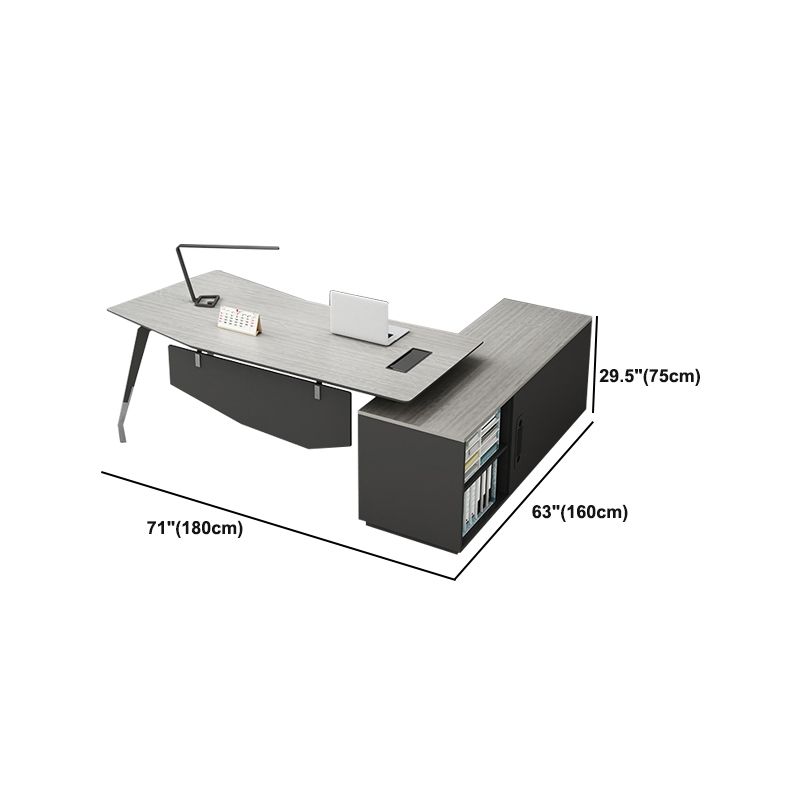Zeitgenössischer Sockel Executive Desk Holz Office Desk mit Dateischrank