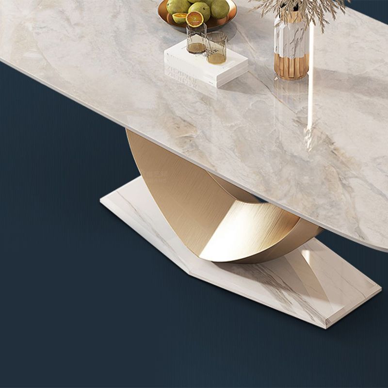 Glam Rectangle Dining Table Sintered Stone Table with Metal Legs for Home Clearhalo 'Dining Tables & Seating' 'Dining Tables' 'dining_table' 'furn' 'furn_dining_table' 'Furniture' 'Kitchen & Dining Furniture' 1200x1200_4ef9f567-ff0f-47d1-8d48-7fbecbe8f56b