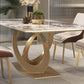 Set di tavoli da pranzo beige lucido 1/2/5/7 PC glam dinette con sedie in pelle