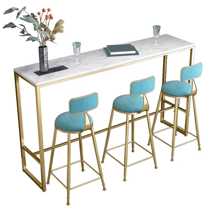 White Rectangular Bar Height Table Glam Style Bistro Bar Table with Gold Base Clearhalo 'Bar Furniture' 'Bar Tables' 'bar_tables' 'furn' 'furn_bar_tables' 'Furniture' 'Kitchen & Dining Furniture' 1200x1200_4efa61b2-1573-41f3-92b7-ea7ed59bdcda