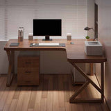 29.25-inch H Modern Writing Desk L-Shape Solid Wood Office Desk