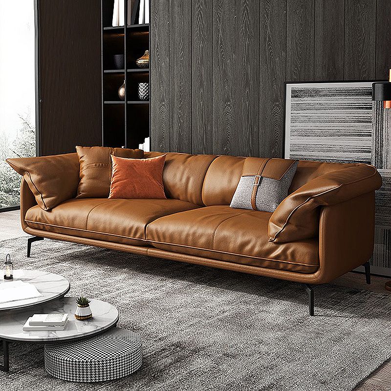Brown Leather/Faux Leather Sectional Pillow Top Arm for Living Room Clearhalo 'furn' 'furn_sectionals' 'Furniture' 'furniture_sectionals' 'kitchen' 'kitchen_sectionals' 'Living Room Furniture' 'Sectionals' 1200x1200_4efbaa03-cf7b-48ad-a9ae-5980209fe8e3