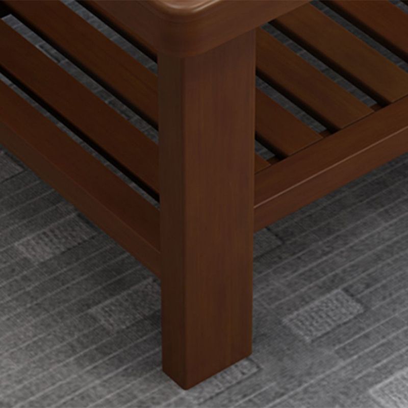 Rectangular Solid Wood Base with 4 Legs Nordic Style Coffee Table with Storage Rack