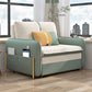 33"H Glam Futon Sofa Bed Futon White Cushion Back Sleeper Sofa with Storage