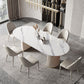 Modern Double Pedestal Table Oval Dining Table with Steel Base