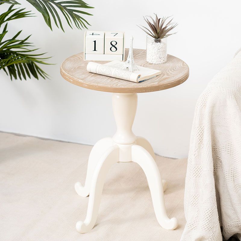 Rustic Side Table Solid Wood 4 Legs Distressed Living Room End Table