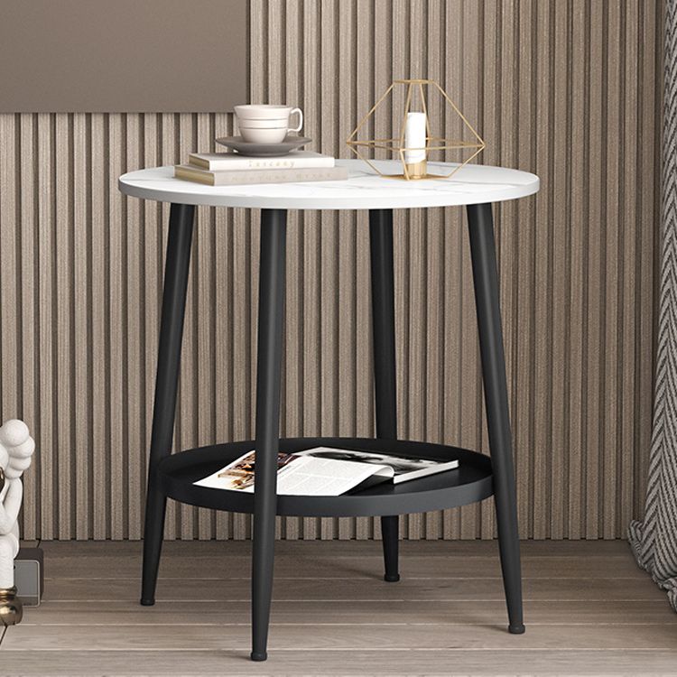 4 Legs Round Side Table Modern  Slate Sofa Corner Table with Storage