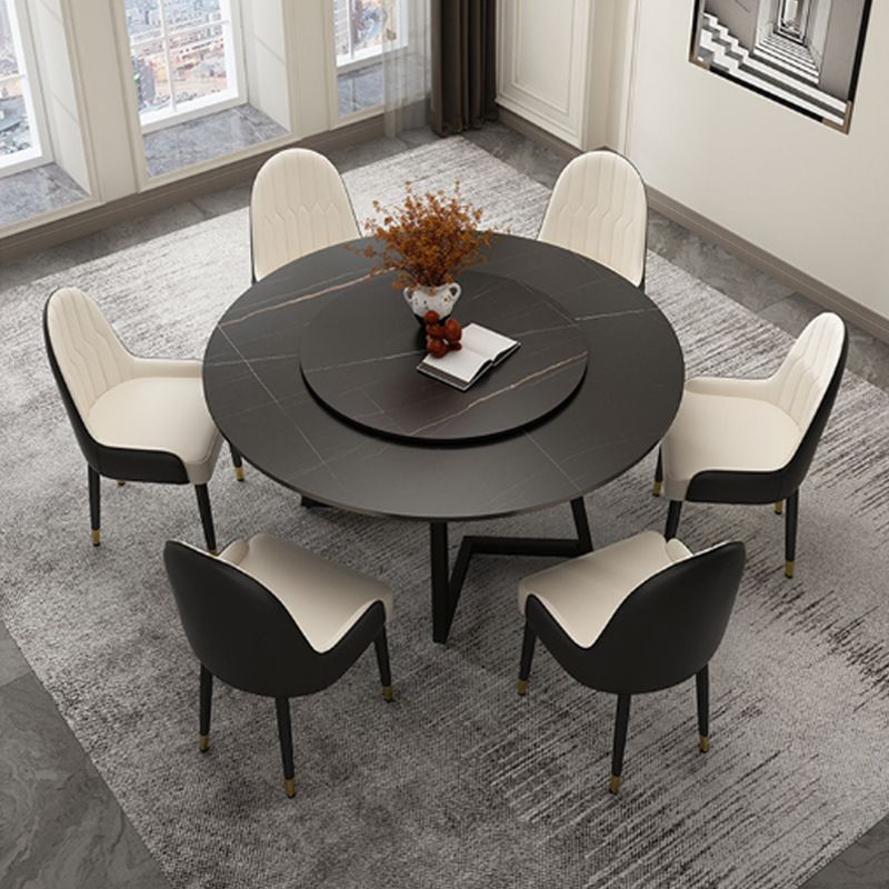 Modern Stone Double Pedestal Dining Table Matte Finish Round Table for Kitchen Clearhalo 'Dining Tables & Seating' 'Dining Tables' 'dining_table' 'furn' 'furn_dining_table' 'Furniture' 'furniture_dining_table' 'Kitchen & Dining Furniture' 'kitchen' 'kitchen_dining_table' 1200x1200_4f05e55d-915d-41bf-9ded-255abfaf25d6