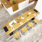 Table de bar rectangulaire industrielle Table de salle à manger de bar en bois massif de pin avec double piédestal