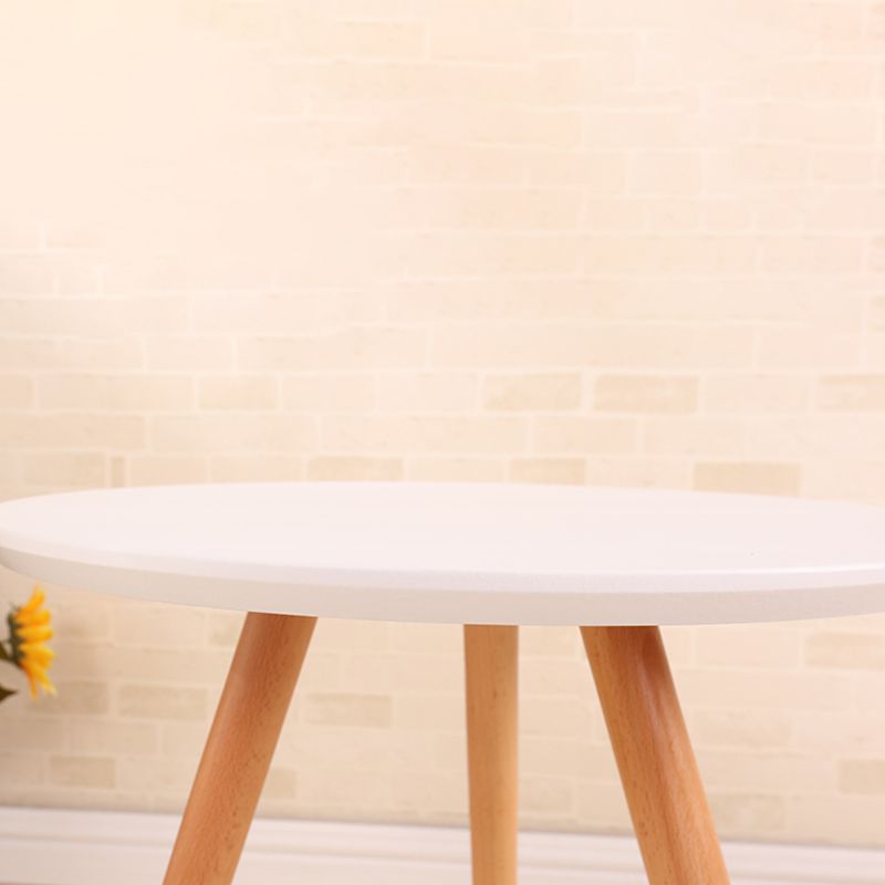 Scandinavian Round Wooden Top Side Table 19.68" Tall 3 Legs End Table