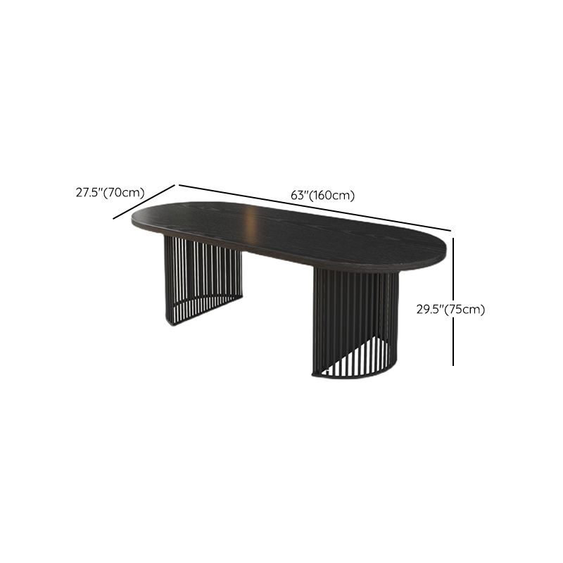 Solid Wood Oval Writing Desk 29.53-inch Tall Black Office Desk with Iron Legs Clearhalo 'furn' 'furn_office_desk' 'Furniture' 'Office Desks' 'Office Furniture' 'office_desk' 1200x1200_4f0a0fc7-1227-4e2f-a310-4a37e541af54