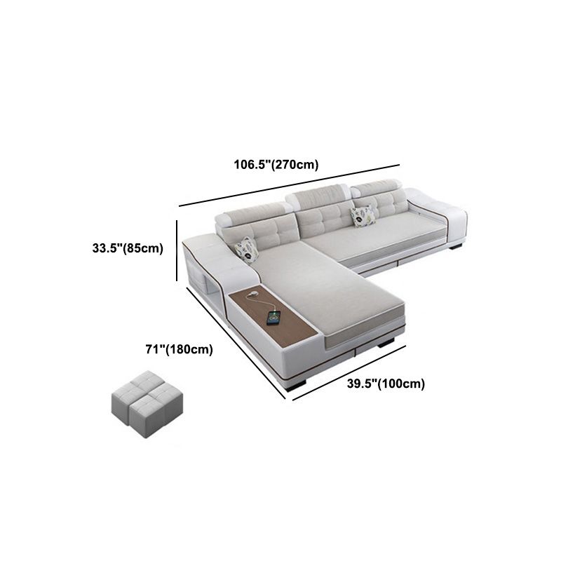 Modern Style Sectional Tufted Back Ramp Armrest White Storage Rack Sofa Clearhalo 'furn' 'furn_sectionals' 'Furniture' 'Living Room Furniture' 'Sectionals' 1200x1200_4f0e6144-62b7-42c3-8f25-3666dbbe25c6