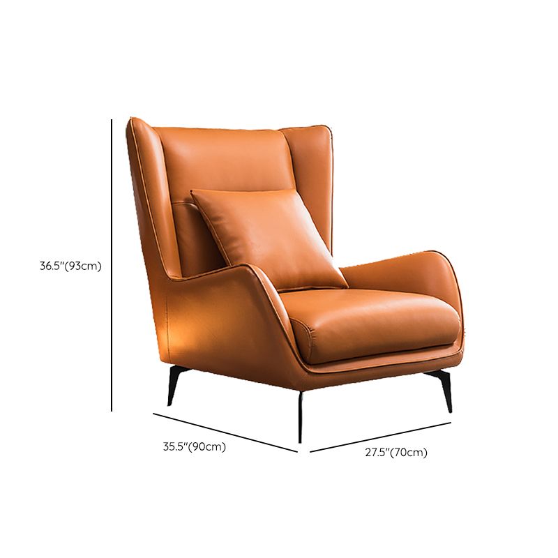 35.43" Wide Leather Wingback Chair in Orange with Black Basic Four Leg Clearhalo 'Accent Chairs' 'accent_chairs' 'Chairs & Seating' 'furn' 'furn_accent_chairs' 'Furniture' 'Living Room Furniture' 1200x1200_4f0f7fdc-4627-4db1-8991-af8c42e4048f