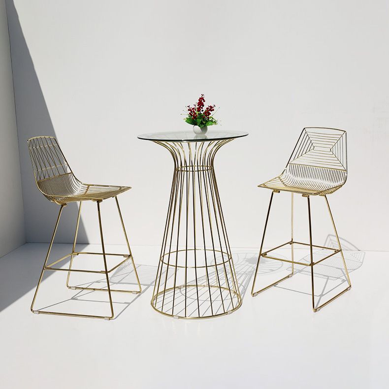 1/3-teiliges rundes Bartisch-Set, moderne Café-Bar aus Metall mit Fußbarhockern