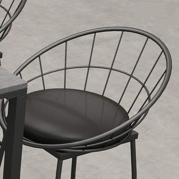 Scandinavian Metal Barstool Fabric Upholstered Counter Stool in Matte Finish Indoor