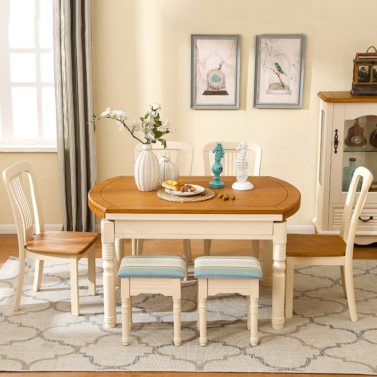 Traditional Solid Wood Dining Room Set with Rectangle Top and White Base Dining Furniture Clearhalo 'Dining Room Sets' 'Dining Tables & Seating' 'dining_room_set' 'furn' 'furn_dining_room_set' 'Furniture' 'furniture_dining_room_set' 'Kitchen & Dining Furniture' 'kitchen&dining_furn' 'kitchen' 1200x1200_4f11cb76-b438-4a73-be63-3b6bbf05ce5b