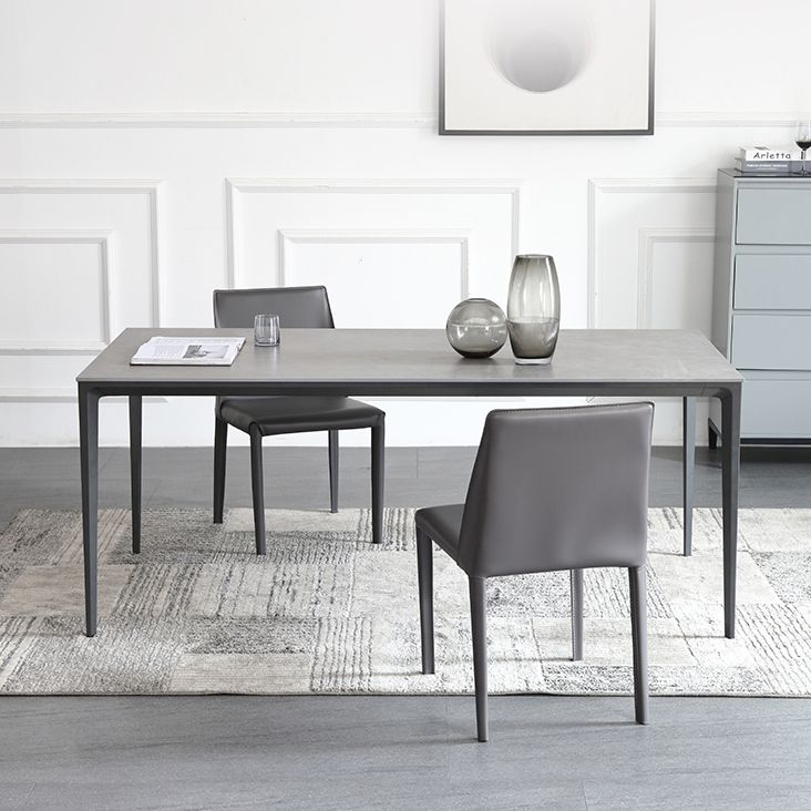 Industrial Style Home Sintered Stone Dining Table Metallic Base Rectangle Table Clearhalo ' dining_table' 'Dining Tables & Seating' 'Dining Tables' 'furn' 'furn_dining_table' 'Furniture' 'furniture_dining_table' 'Kitchen & Dining Furniture' 'kitchen&dining_furn' 'kitchen' 'kitchen_dining_table' 1200x1200_4f142483-b6fc-488a-ab72-09359439c9be