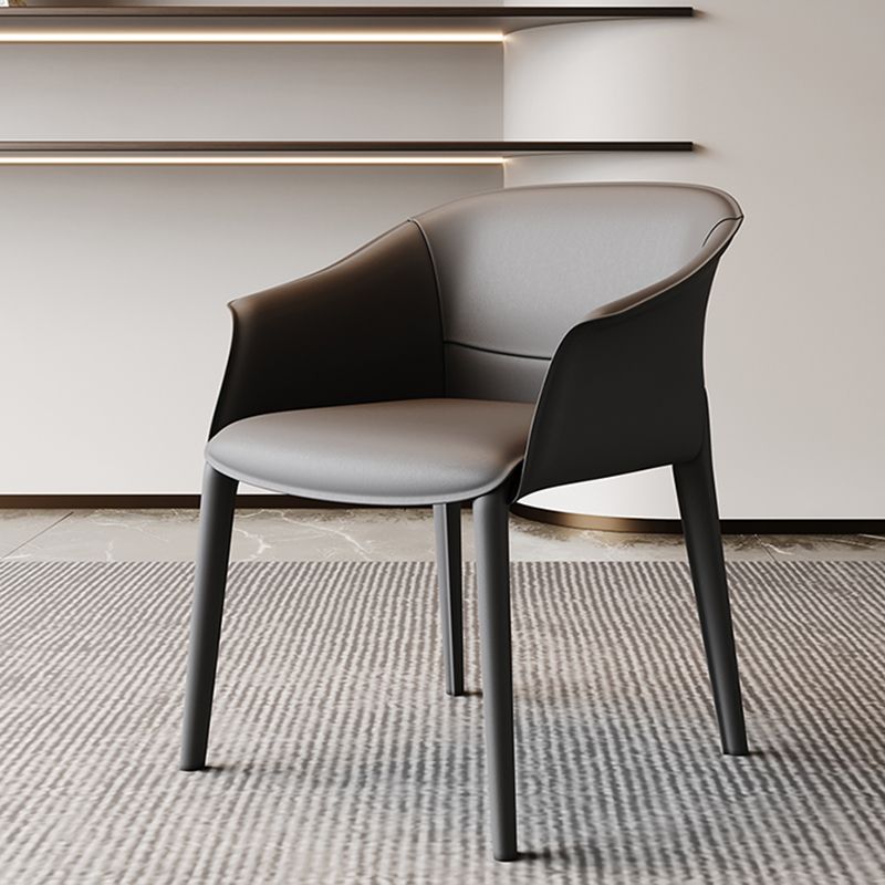 Modern Style Arm Chair Metal Solid Back Dining Room Chair for Kitchen