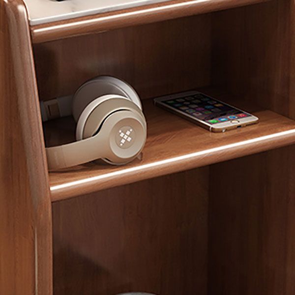 Tavolo laterale in legno/ardesia moderno in legno/ardesia da 20,5 "tavolo da estremità alto con ripiani