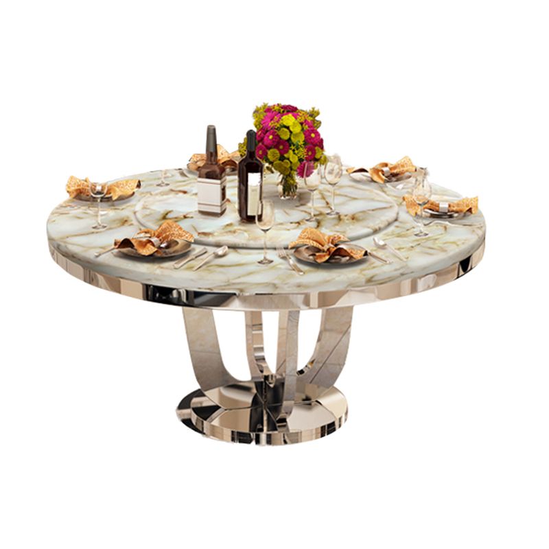 Luxury Style Marble Dining Table Metallic Single Pedestal Round Table for Home Clearhalo ' dining_table' 'Dining Tables & Seating' 'Dining Tables' 'furn' 'furn_dining_table' 'Furniture' 'furniture_dining_table' 'Kitchen & Dining Furniture' 'kitchen&dining_furn' 'kitchen' 'kitchen_dining_table' 1200x1200_4f18a943-dee2-435f-ac0a-eb321c304d49