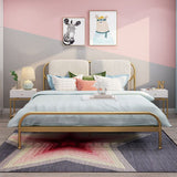 Glam eenvoudig metalen open frame bed gestoffeerd bedrid bedframe
