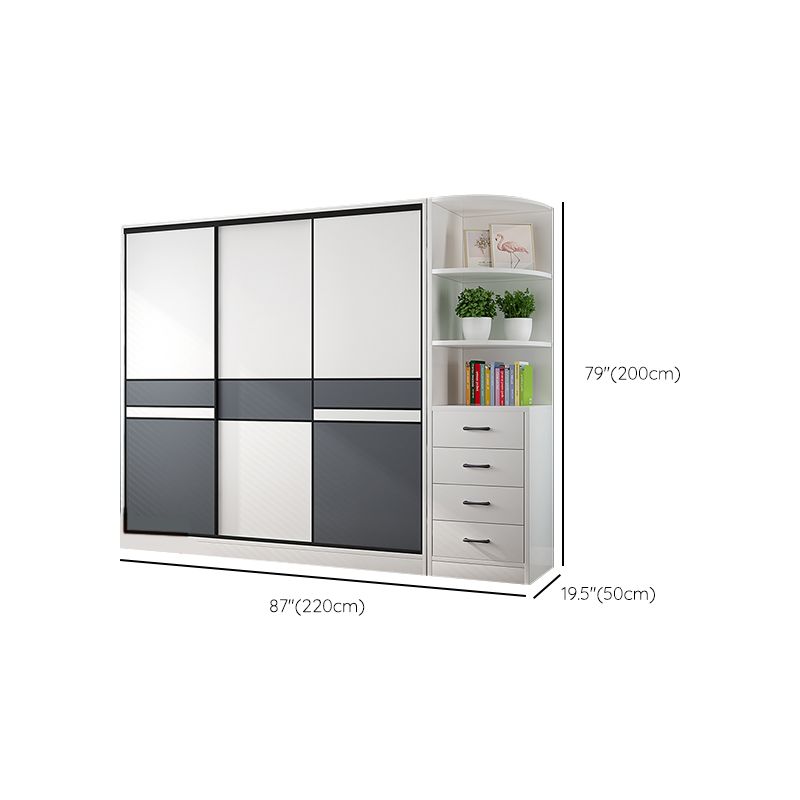 Weiße Holzrahmen Garderobe freistehende Garderobe Armoire mit Regalen