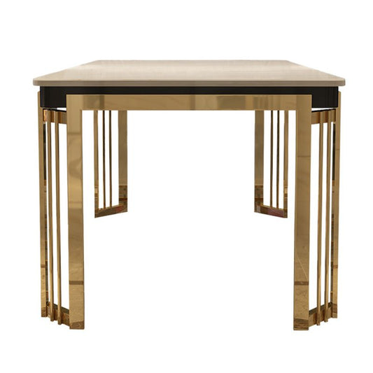 Metal Traditional Luxury Rectangular Dining Table Sintered Stone Table with Legs
