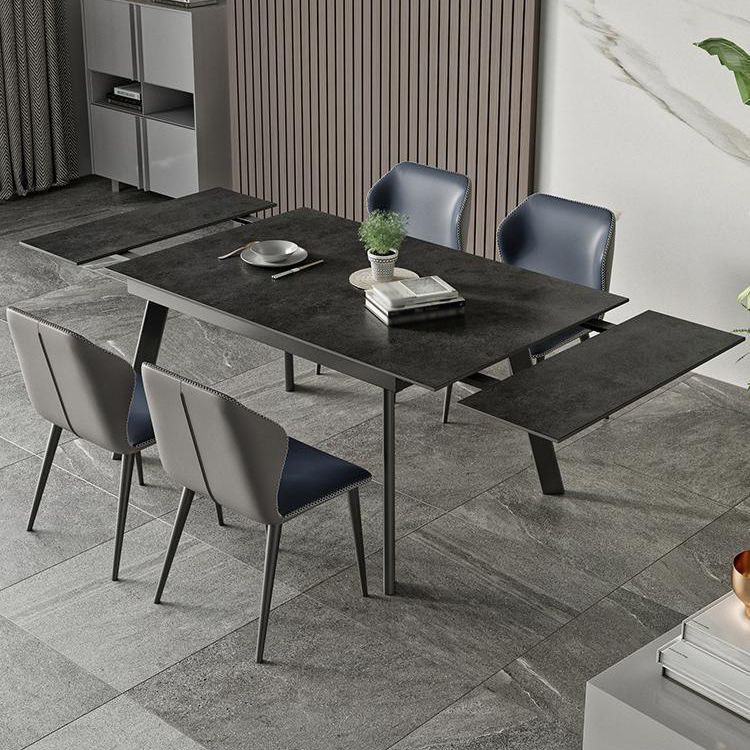 Modern Folding Dining Room Set Rectangle Sintered Stone with 4 Legs Base Formal Kitchen Table Set Clearhalo 'Dining Room Sets' 'Dining Tables & Seating' 'dining_room_set' 'furn' 'furn_dining_room_set' 'Furniture' 'furniture_dining_room_set' 'Kitchen & Dining Furniture' 'kitchen&dining_furn' 'kitchen' 1200x1200_4f1c2a7c-c36e-41ad-95b9-fdeca0afd618