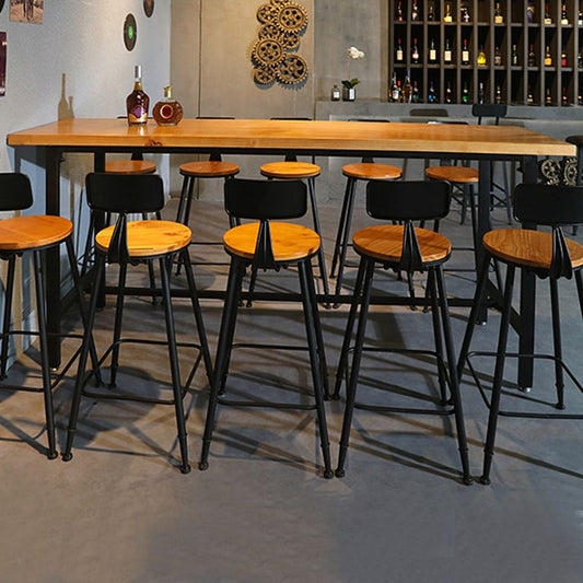 Pine Wood Bar Dining Table Brown Industrial Bar Dining Table with Trestle Base Clearhalo 'Bar Furniture' 'Bar Tables' 'bar_tables' 'furn' 'furn_bar_tables' 'Furniture' 'furniture_bar_tables' 'Kitchen & Dining Furniture' 1200x1200_4f1ce8c2-5343-400a-bd37-91cff0dced07