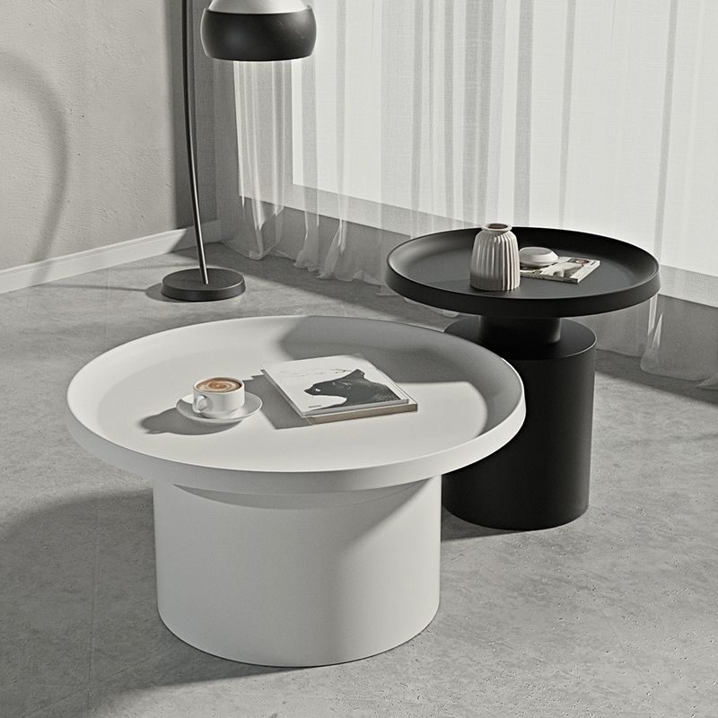 Round Metal Coffee Table black/White finish Cocktail Table - 19.7''/29.5''