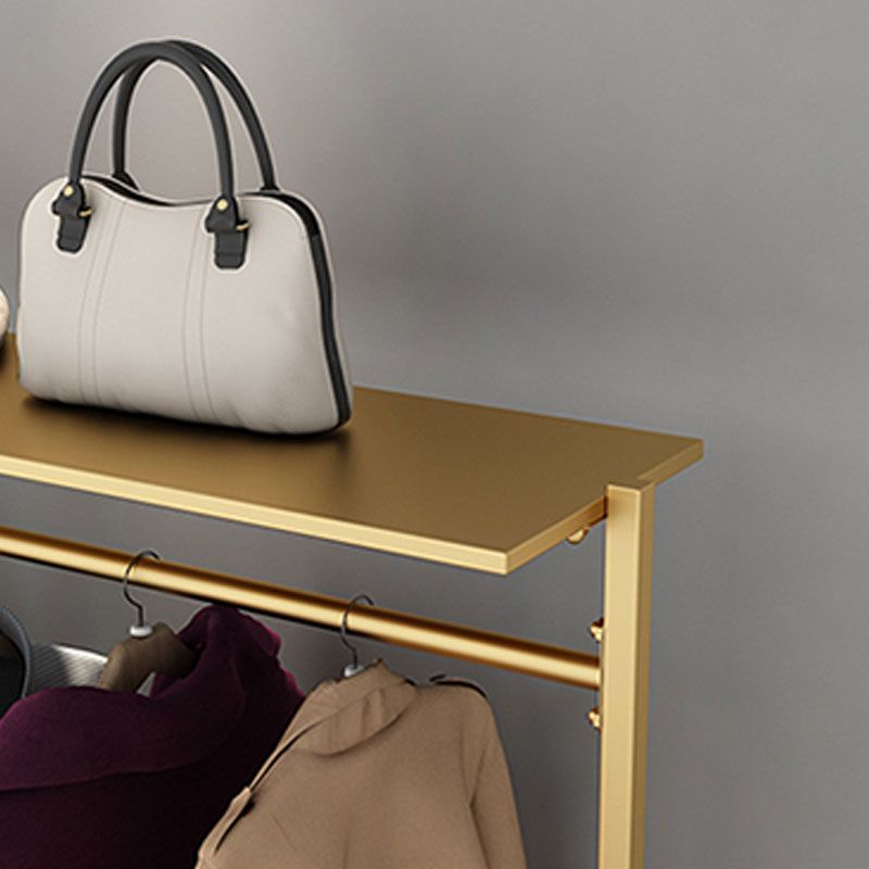 Rack de manteau simple pure couleur métallique en manteau autoportant avec étagères avec étagères
