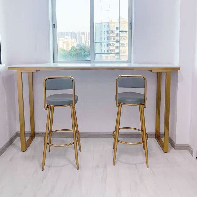 Glam Marble Bistro Table with Rectangle Table Top Sled Table - 41.3" H Clearhalo 'Bar Furniture' 'Bar Tables' 'bar_tables' 'furn' 'furn_bar_tables' 'Furniture' 'furniture_bar_tables' 'Kitchen & Dining Furniture' 1200x1200_4f29fb0d-00a5-4d6c-957a-c6680cae3fa0
