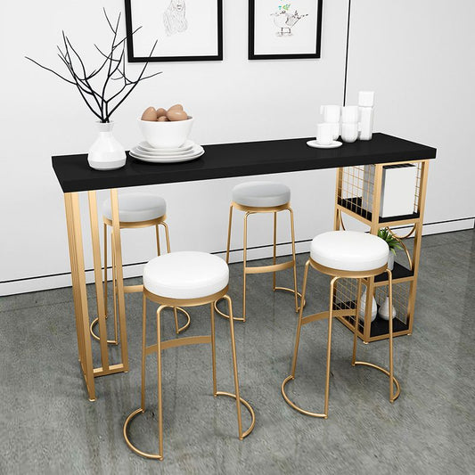 Glam Round Bar Stools Gold Metal Dining Stools with Footrest Clearhalo 'Bar Furniture' 'Bar Stools' 'bar_stools' 'furn' 'furn_bar_stools' 'Furniture' 'Kitchen & Dining Furniture' 1200x1200_4f2a818b-b80a-48e9-8096-c32463a6032c