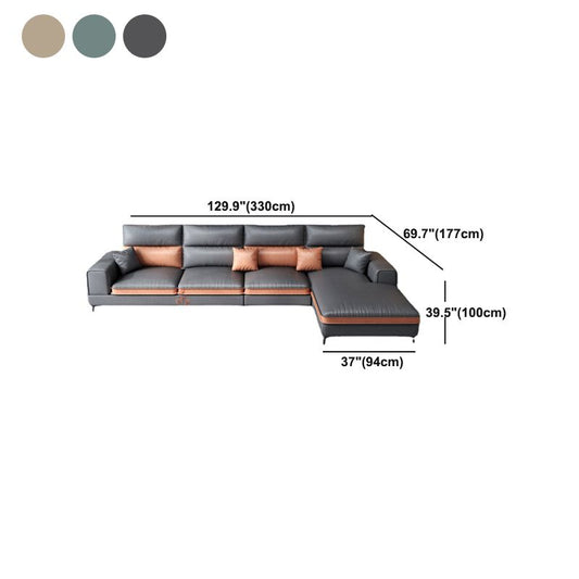 Nordic Faux Leather Stationary Living Room Square Arm Sofa Chaise