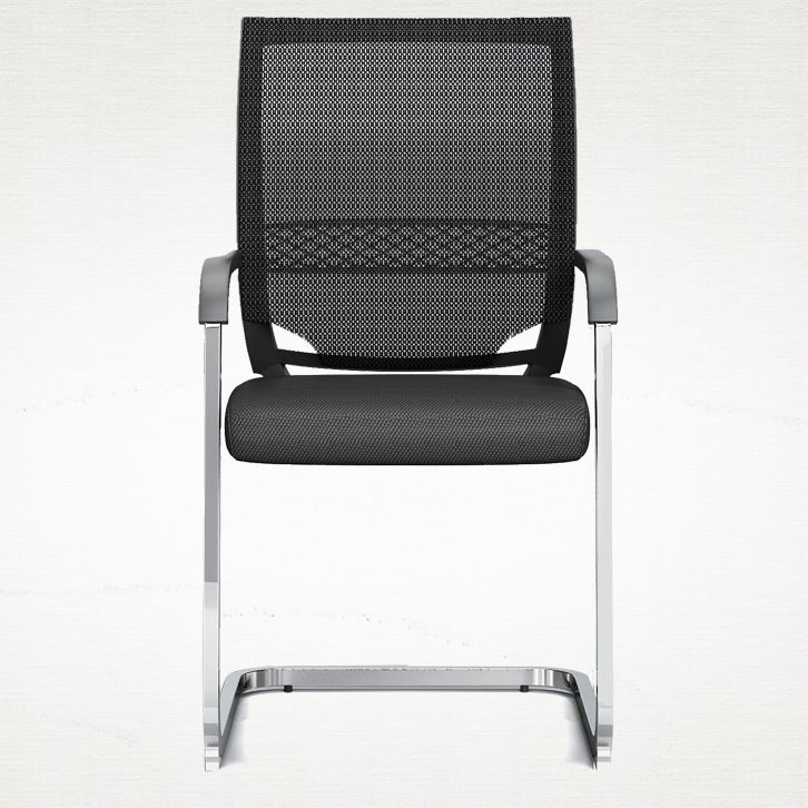 Sedia da ufficio in acciaio senza ruote a braccia fissa moderna sedia da ufficio nero moderno