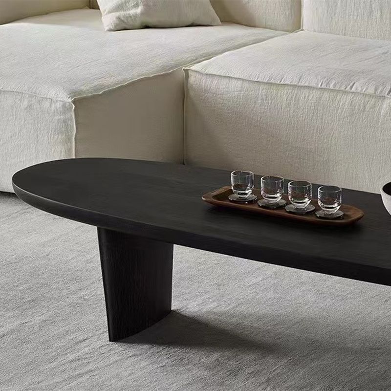 Modern 2 Legs Oval Cocktail Table Wooden Coffee Table in Black Clearhalo 'Coffee & Accent Tables' 'Coffee Tables' 'coffee_tables' 'furn' 'furn_coffee_tables' 'Furniture' 'Living Room Furniture' 1200x1200_4f2d0aab-eed6-47c8-adcf-dfe71ded43ee