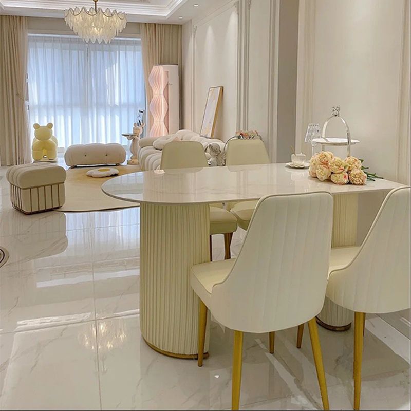 Table à ardoise et en métal Glam Style Simple Restaurant Table à manger de forme libre