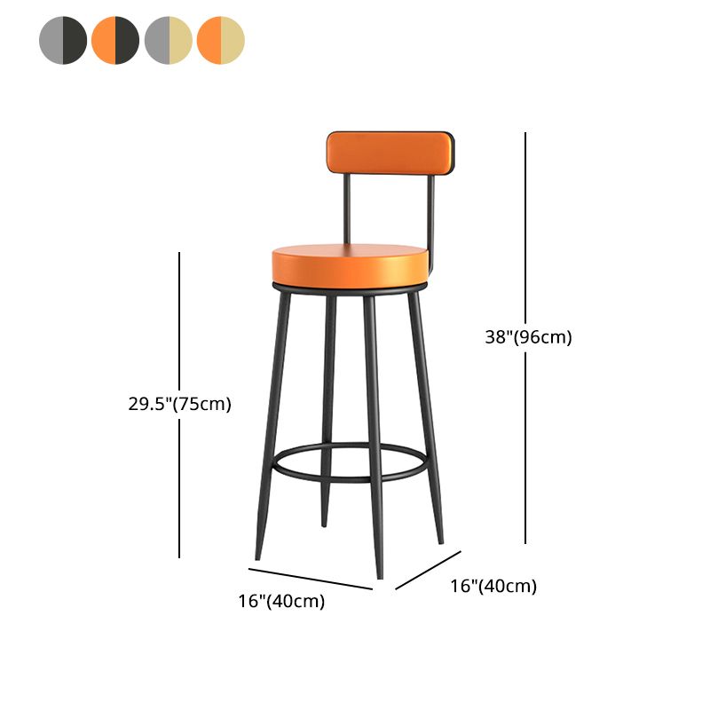 Scandinavian Upholstered Metal Counter Stools Low Back Bar Stools with Round Seat Clearhalo 'Bar Furniture' 'Bar Stools' 'bar_stools' 'furn' 'furn_bar_stools' 'Furniture' 'furniture_bar_stools' 'Kitchen & Dining Furniture' 1200x1200_4f3737cf-0d55-4e2d-8936-76c1b706f629
