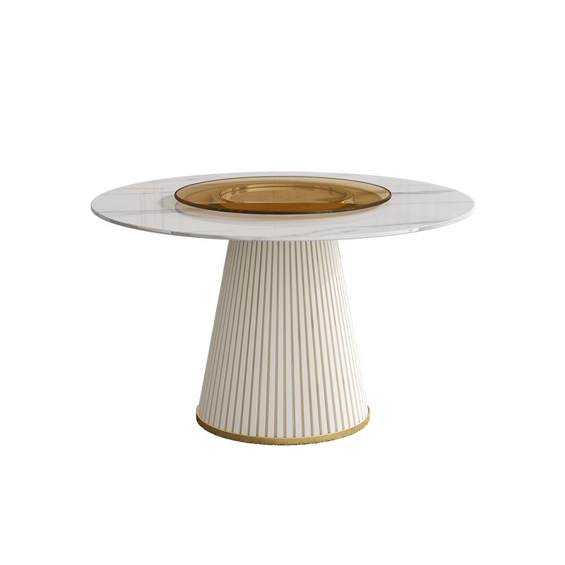 Modern Round Dinette Table Metal Base Pedestal Stone Top Dining Table in White Clearhalo 'Dining Tables & Seating' 'Dining Tables' 'dining_table' 'furn' 'furn_dining_table' 'Furniture' 'furniture_dining_table' 'Kitchen & Dining Furniture' 'kitchen' 'kitchen_dining_table' 1200x1200_4f3791fd-40dc-4b89-887f-b7ba0662867f