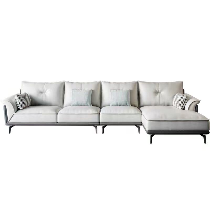 Black 4-seat Flared Arm Sectional Pillow Back Stain-resistant Sectional Clearhalo 'furn' 'furn_sectionals' 'Furniture' 'Living Room Furniture' 'Sectionals' 1200x1200_4f37b925-d693-4f70-84db-d72cc3577c64