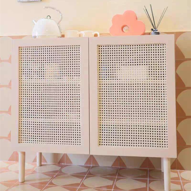 Serveur de buffet de rotin 2 portes serveur de cuisine en bois de 36 pouces de hauteur pour salle à manger