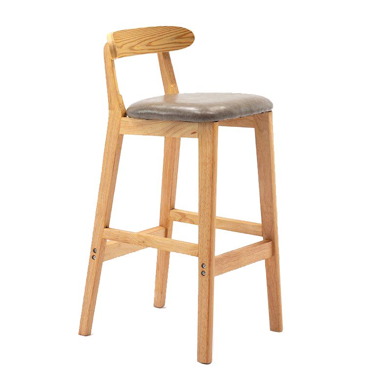 Scandinavian Milk Tea Shop Upholstered Stool Matte Finish Rubberwood Footrest Barstool Clearhalo 'Bar Furniture' 'Bar Stools' 'bar_stools' 'furn' 'furn_bar_stools' 'Furniture' 'furniture_bar_stools' 'Kitchen & Dining Furniture' 1200x1200_4f398e53-62ae-4417-9b58-e00f2c2a26ec