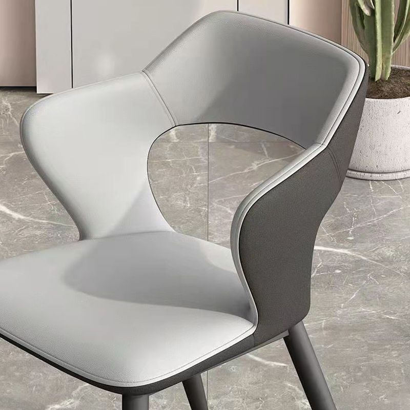 Faux Leather Modern Indoor Side Chair Matte Finish Open Back Dining Chair